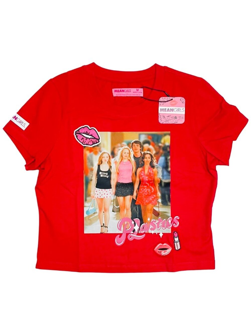 Mean Girls Plastics Y2K Babydoll Crop Graphic Tee Red M NWT Freeze Max